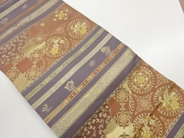 JAPANESE NAGOYA OBI / WOVEN FLOWER & BIRD